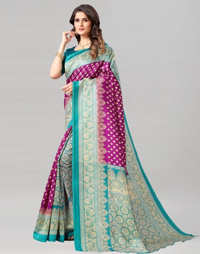 Rama Green Coloured Poly Silk Printed Saree | SLV2225S725