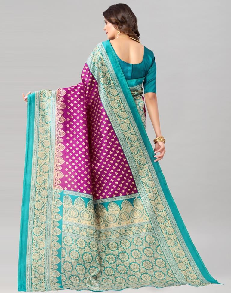 Rama Green Coloured Poly Silk Printed Saree | SLV2225S725