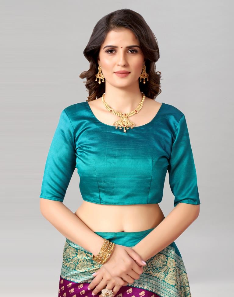 Rama Green Coloured Poly Silk Printed Saree | SLV2225S725