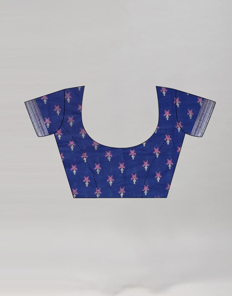 Navy Blue Coloured Poly Cotton Printed Saree | SLV2227S9111