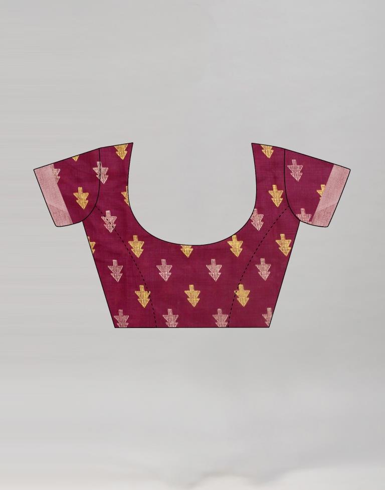 Maroon Coloured Poly Cotton Printed Saree | SLV2227S9115