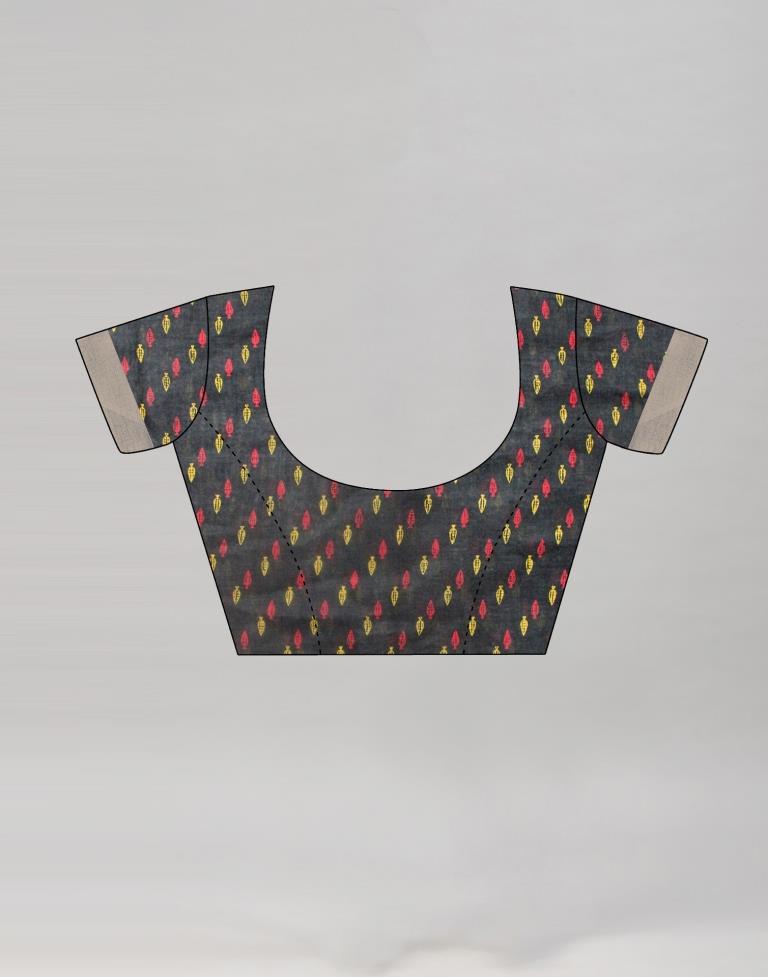 Black Coloured Poly Cotton Printed Saree | SLV2227S9120