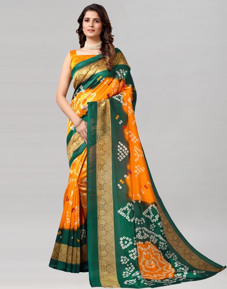 Turmeric Yellow Coloured Poly Silk Bandhani Printed Saree | SLV2228S123