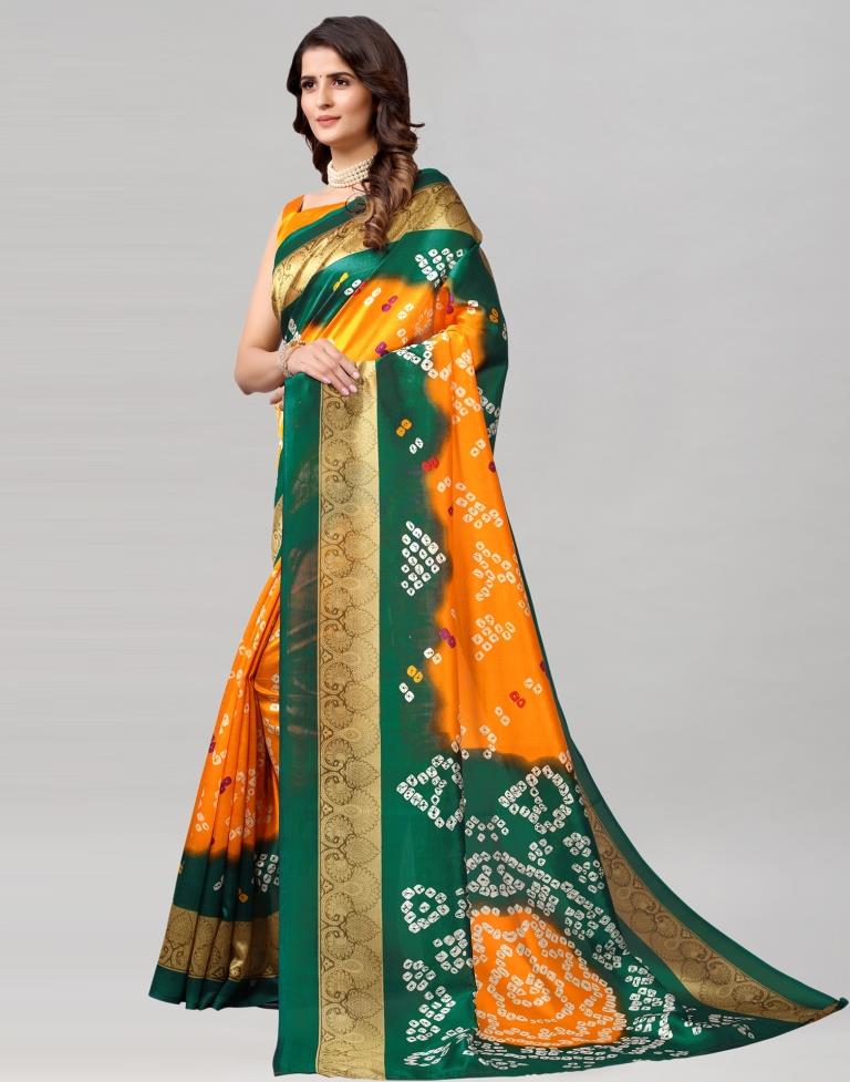 Turmeric Yellow Coloured Poly Silk Bandhani Printed Saree | SLV2228S123