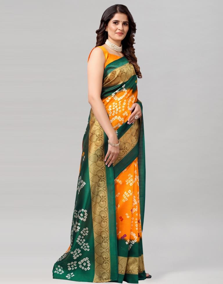 Turmeric Yellow Coloured Poly Silk Bandhani Printed Saree | SLV2228S123