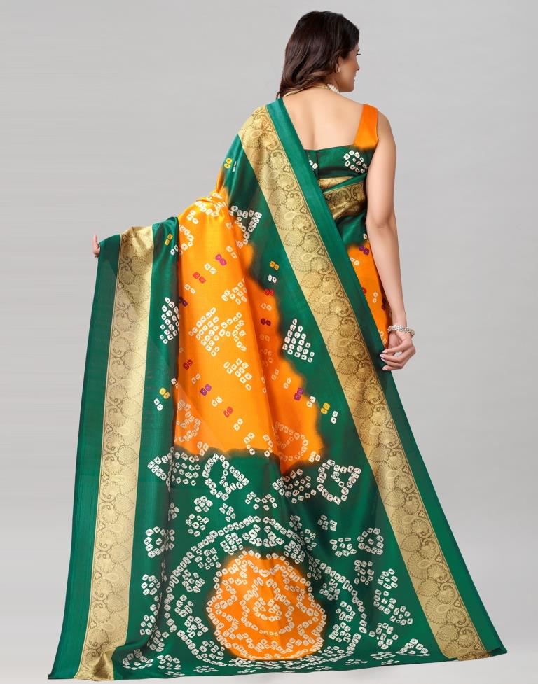 Turmeric Yellow Coloured Poly Silk Bandhani Printed Saree | SLV2228S123