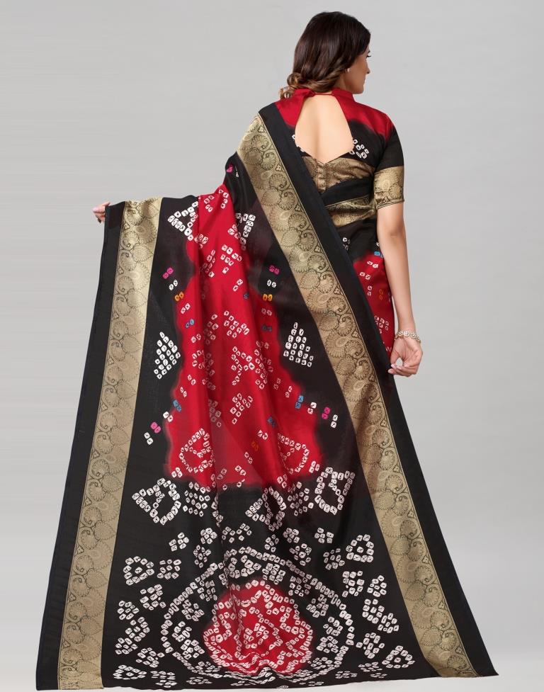 Maroon Coloured Poly Silk Bandhani Printed Saree | SLV2228S124