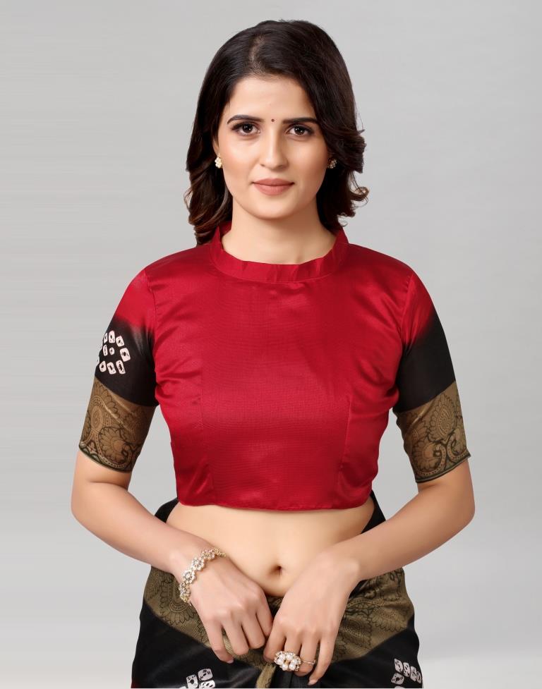 Maroon Coloured Poly Silk Bandhani Printed Saree | SLV2228S124