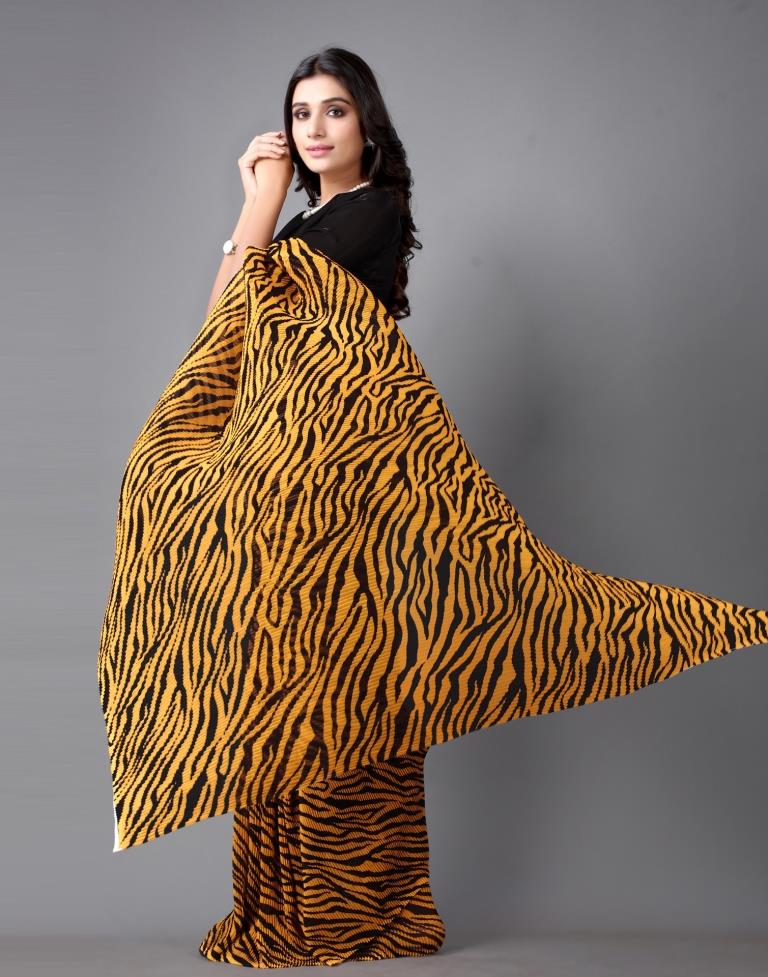 Turmeric Yellow Pleated Georgertte Saree | 2235S111