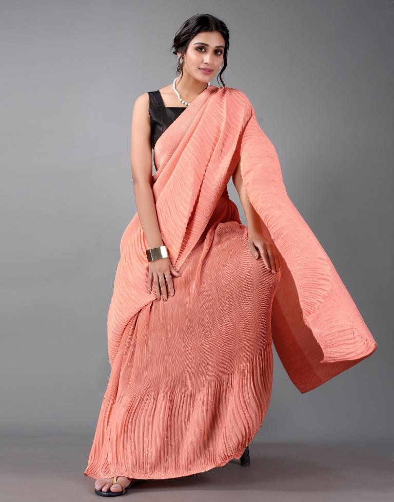 Peach Pleated Silk Saree | 2235S116