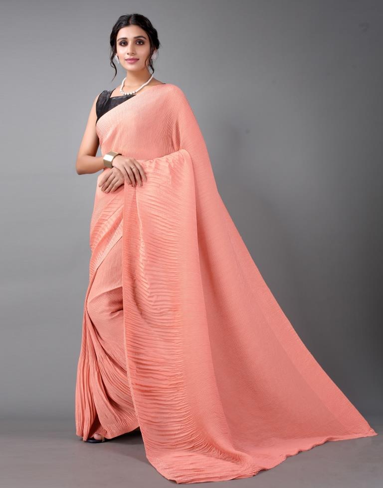 Peach Pleated Silk Saree | 2235S116