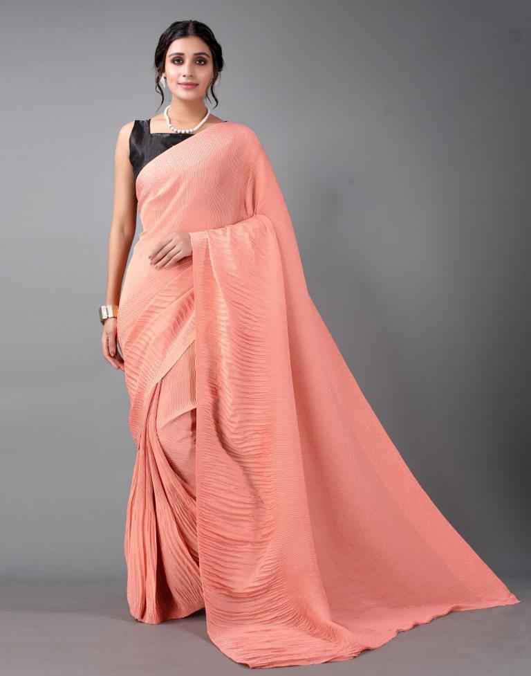 Peach Pleated Silk Saree | 2235S116