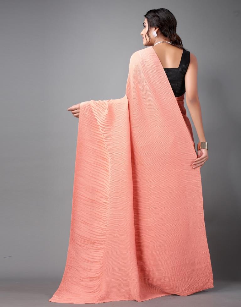 Peach Pleated Silk Saree | 2235S116