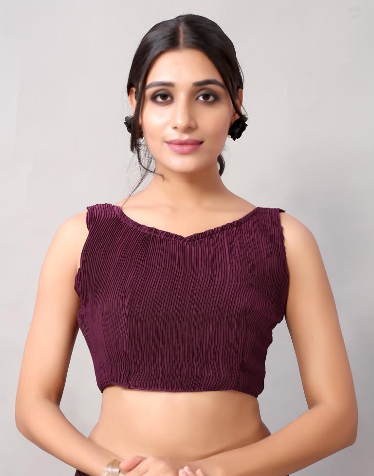 Wine Dyed Georgette Pleated Saree | SLV2236S122