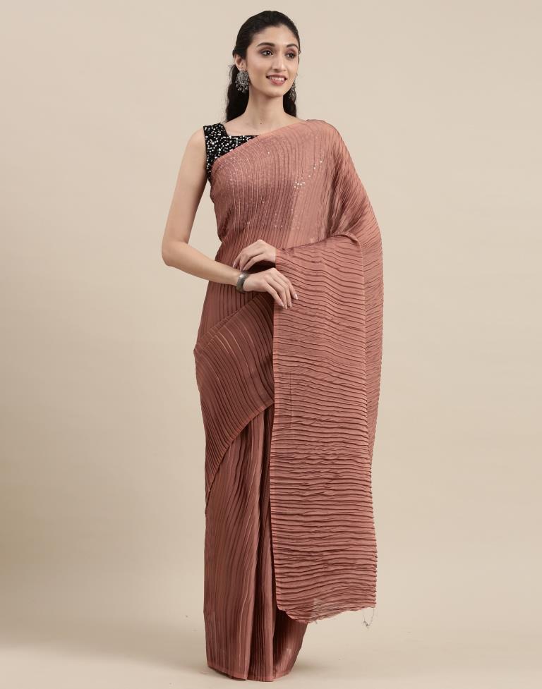 Tawny Brown Pleated Saree