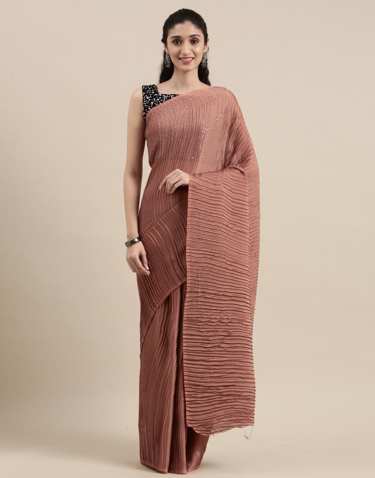 Tawny Brown Pleated Saree