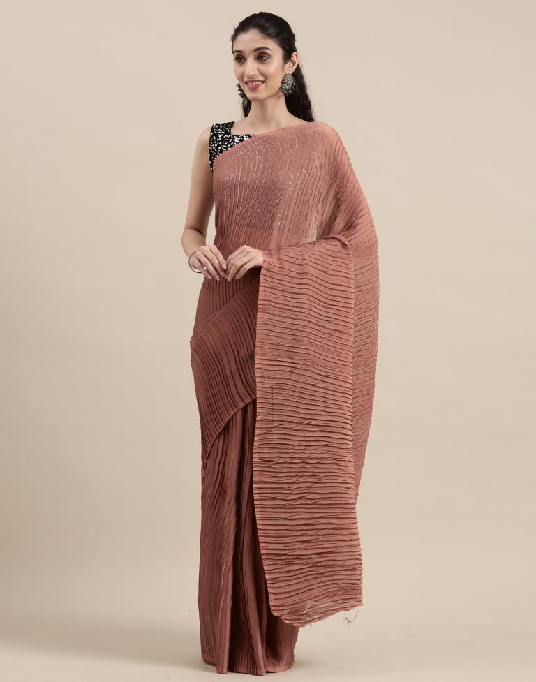 Tawny Brown Pleated Saree