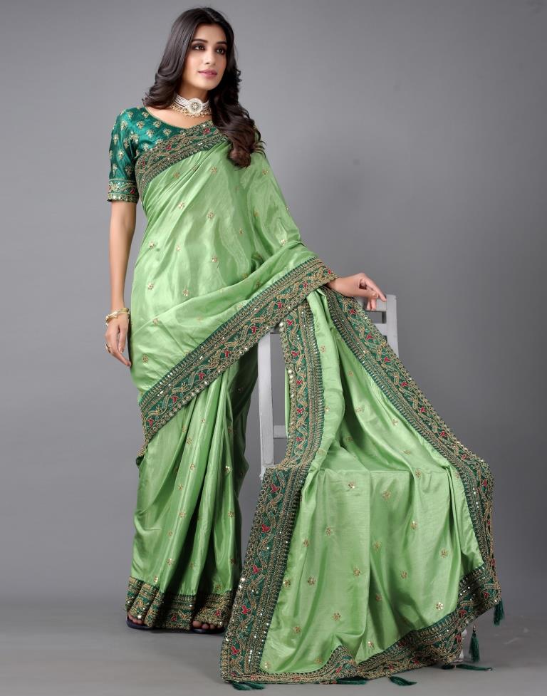 Pista Green Silk Saree | 2244S182