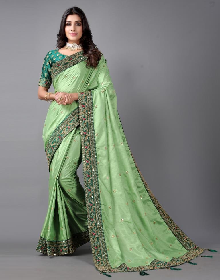Pista Green Silk Saree | 2244S182