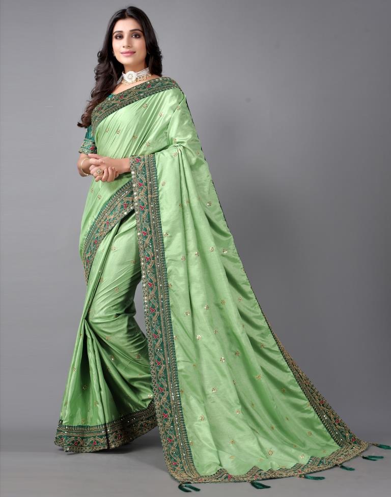 Pista Green Silk Saree | 2244S182