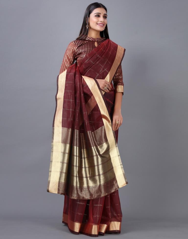 Maroon Woven Organza Saree | 2245S2016