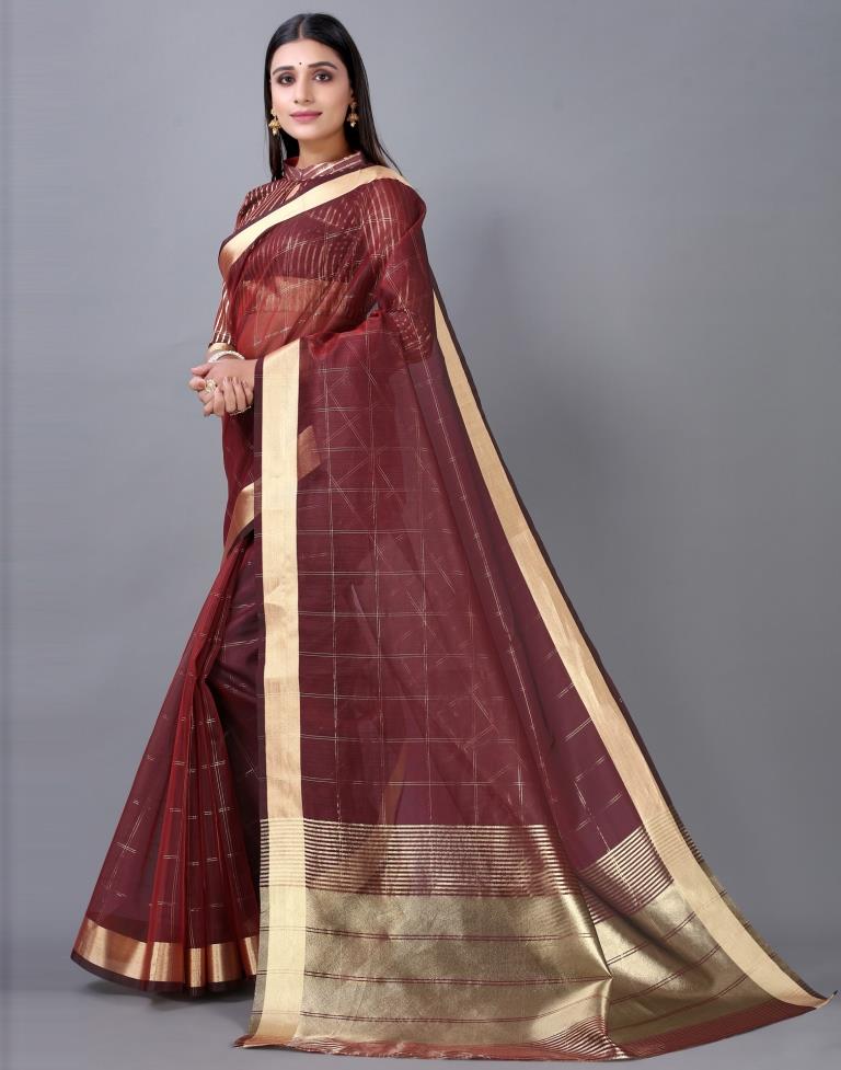 Maroon Woven Organza Saree | 2245S2016