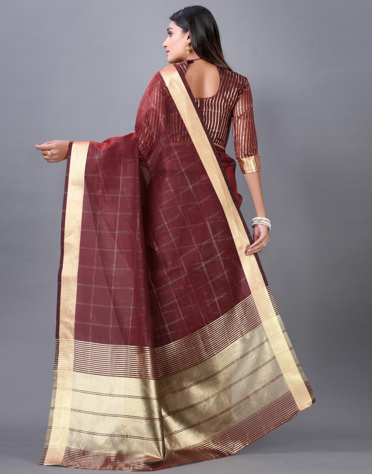 Maroon Woven Organza Saree | 2245S2016