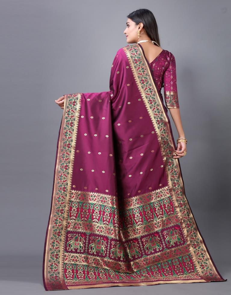 Wine Cotton Silk Saree | 2246S2024