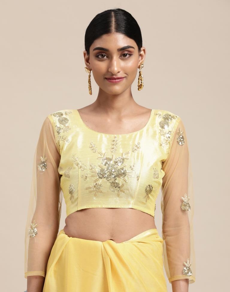 Light Yellow Chiffon Saree