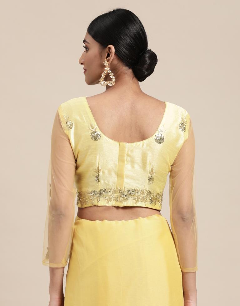 Light Yellow Chiffon Saree