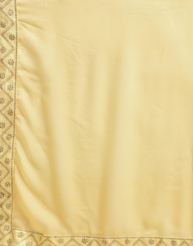 Light Yellow Chiffon Saree