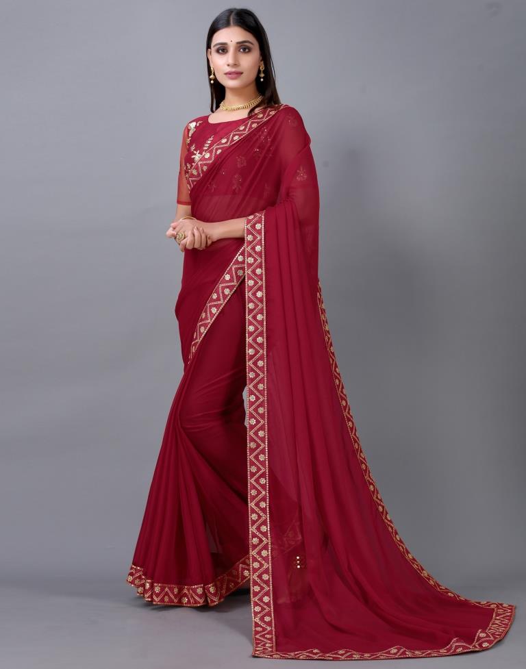 Maroon Chiffon Saree | 2247S2034