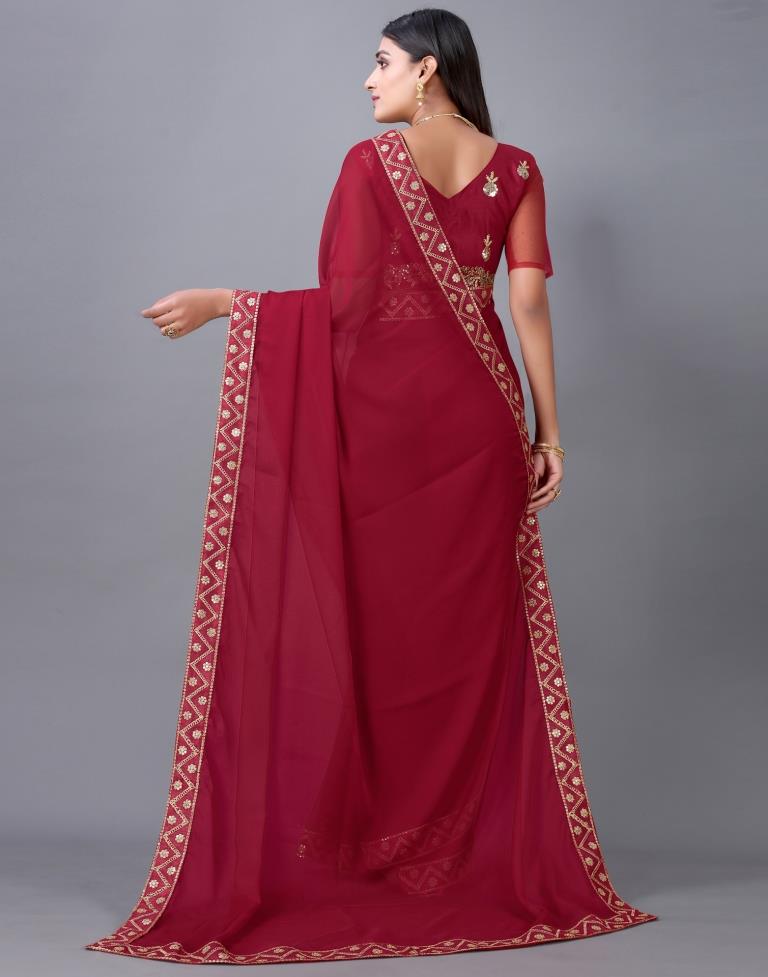 Maroon Chiffon Saree | 2247S2034