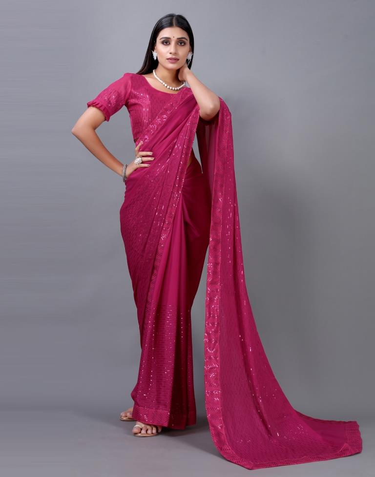 Pink Embroidered Silk Saree | 2252S2088