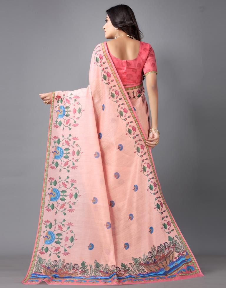 Peach Cotton Saree | 2254S141