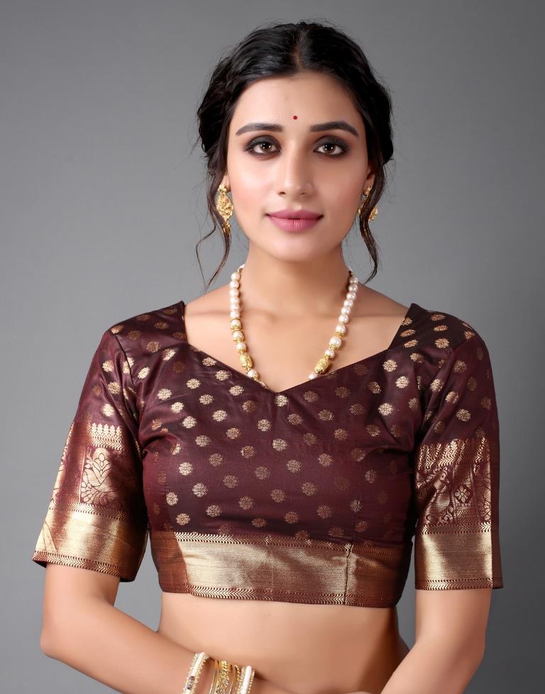 Dark Blue Banarasi Silk Saree