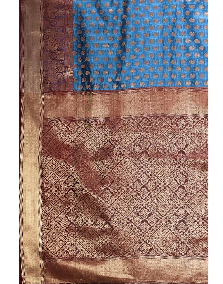 Dark Blue Banarasi Silk Saree