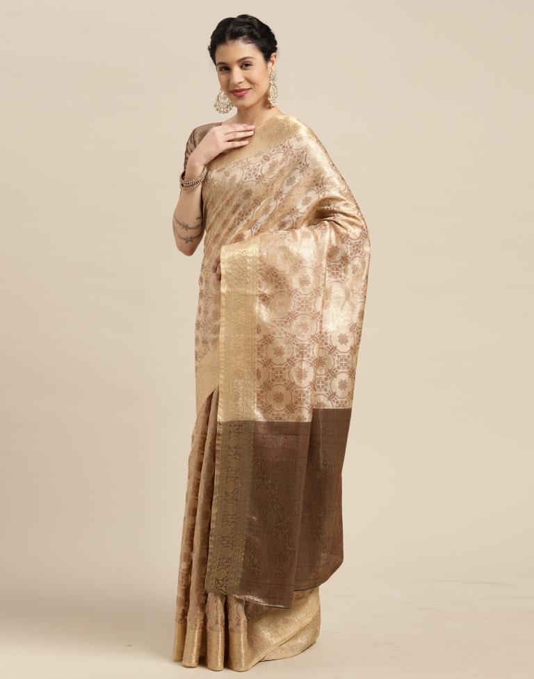 Beige Cotton Silk Saree
