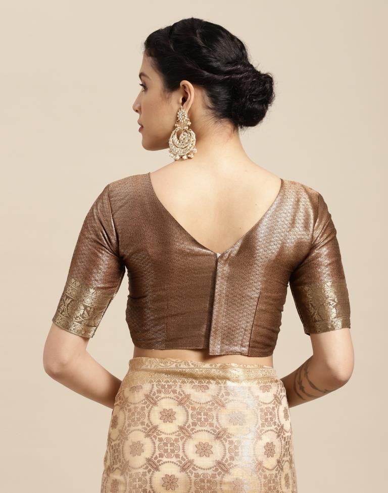 Beige Cotton Silk Saree
