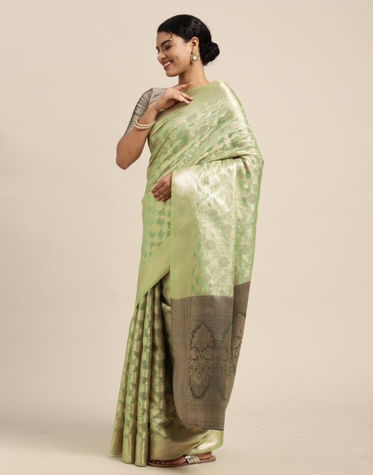 Pista Green Silk Saree