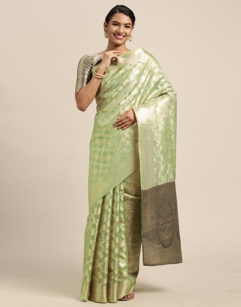 Pista Green Silk Saree