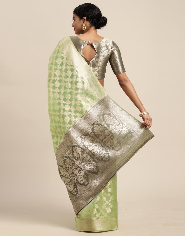 Pista Green Silk Saree