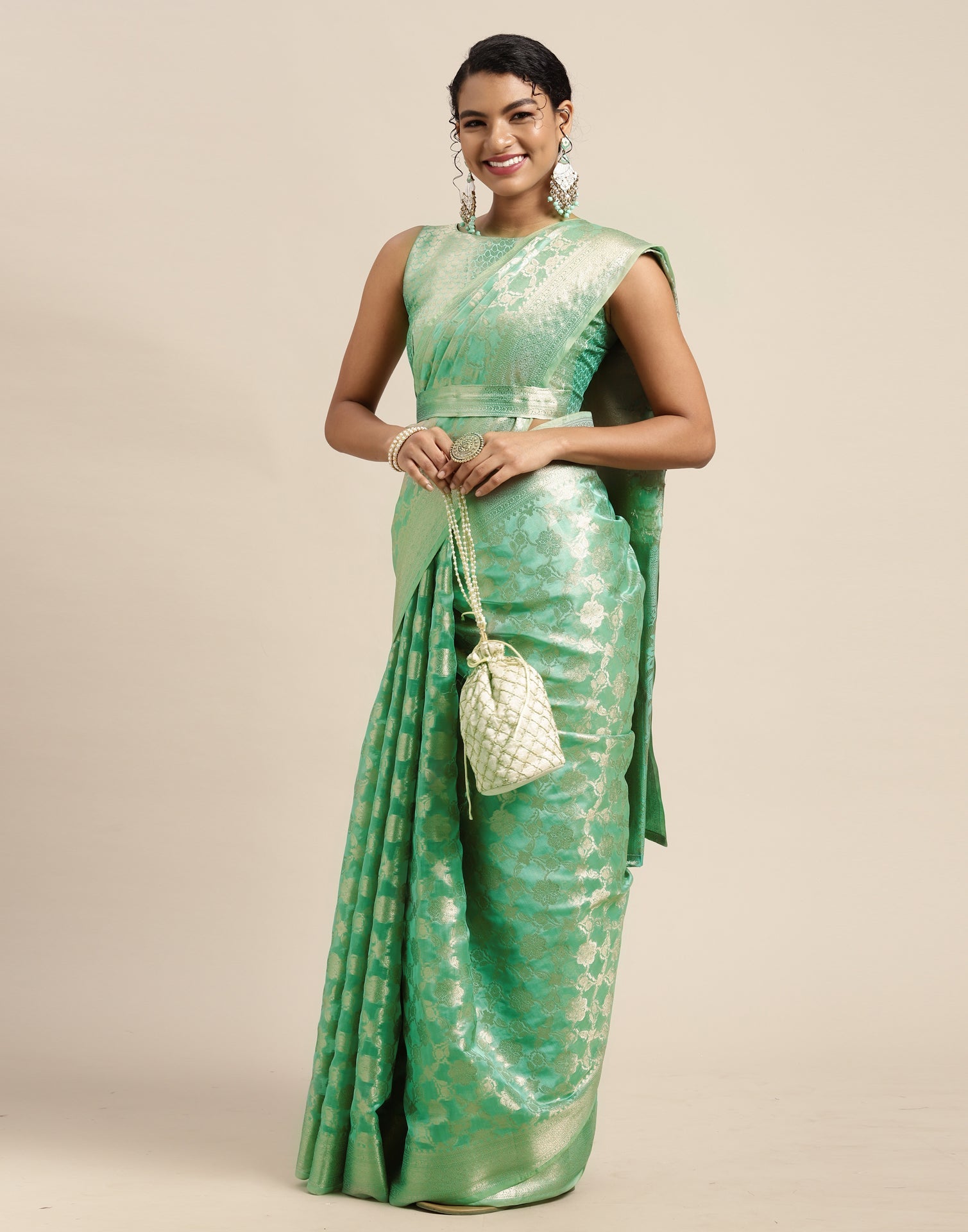 Mint Green Silk Saree