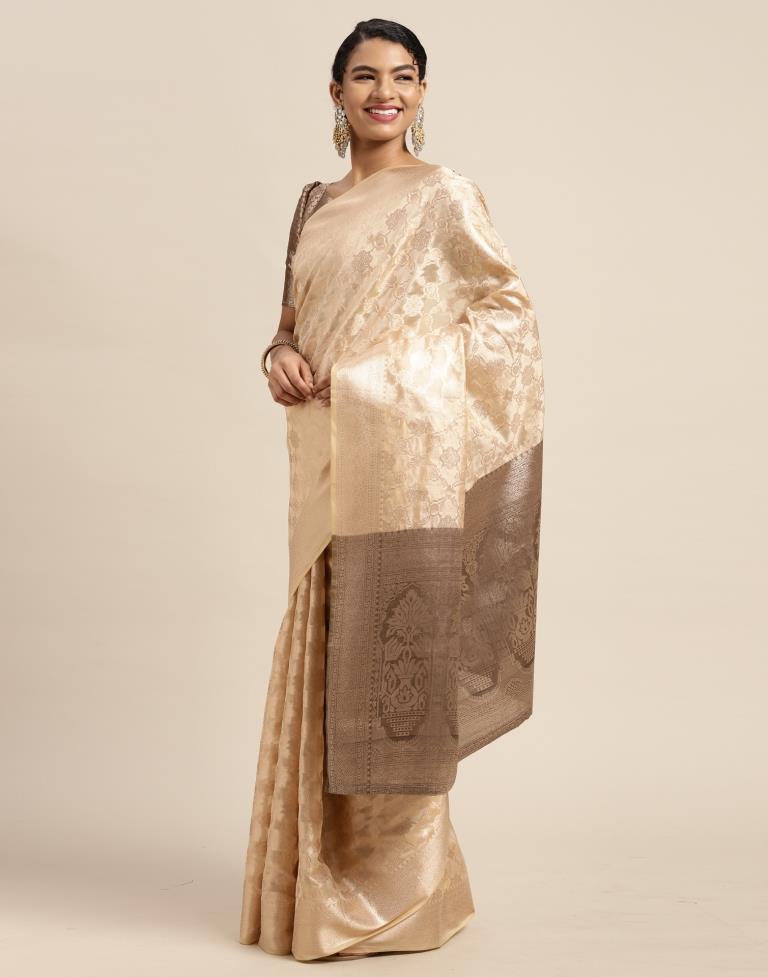 Khakhi Brown Silk Saree