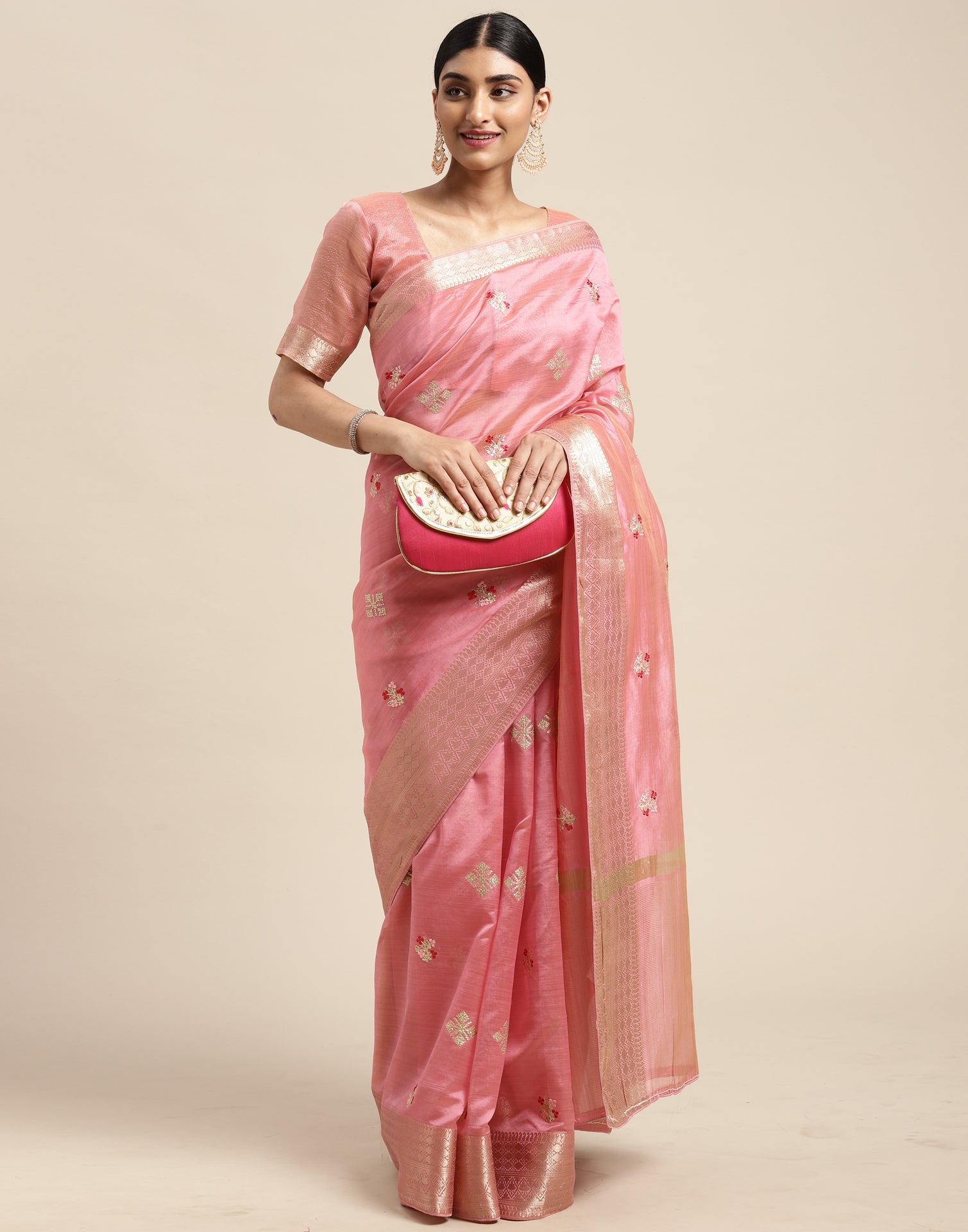 Light Pink Embroidery Saree