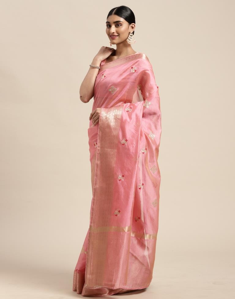Light Pink Embroidery Saree