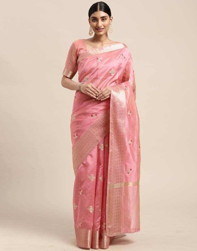 Light Pink Embroidery Saree