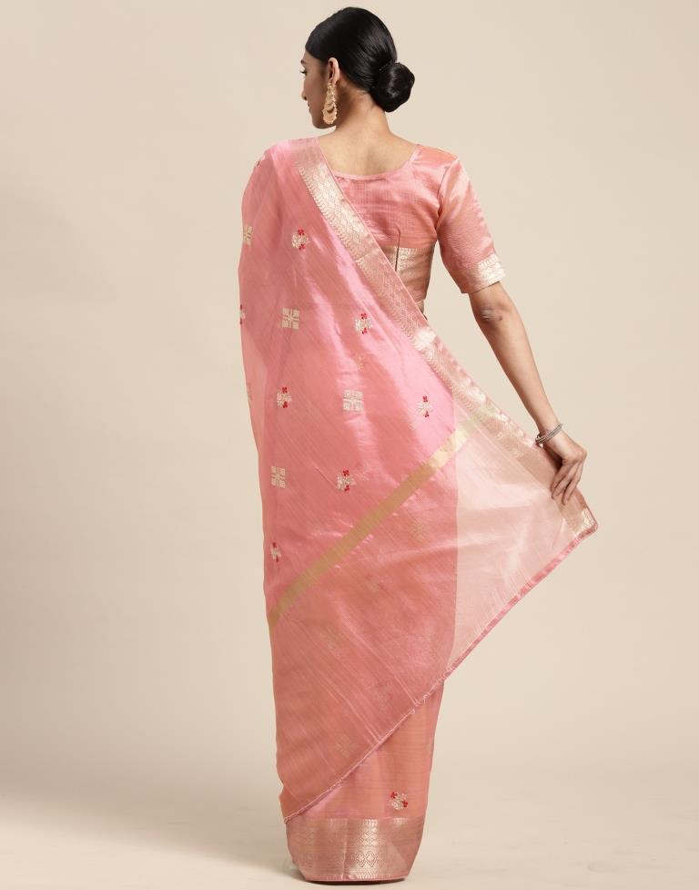 Light Pink Embroidery Saree