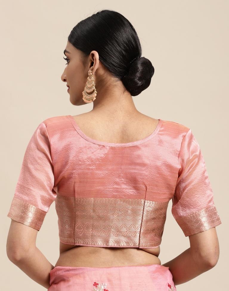 Light Pink Embroidery Saree