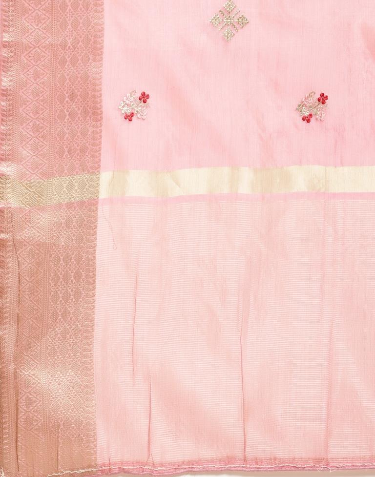 Light Pink Embroidery Saree